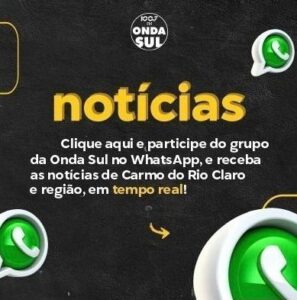 Receba as notícias através do grupo oficial do jornalismo da Onda Sul no seu WhatsApp. Não se preocupe, somente nossos administradores poderão fazer publicações, evitando assim conteúdos impróprios e inadequados. Clique no link –