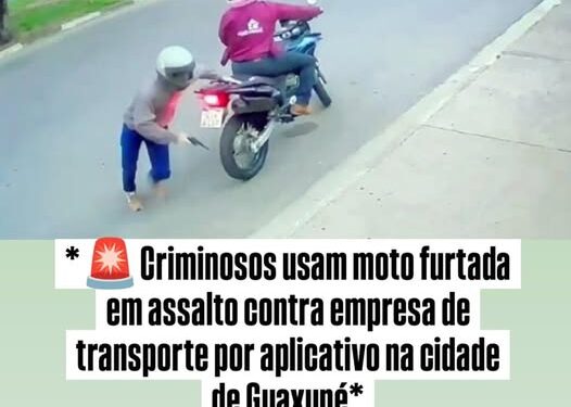Criminosos usam moto furtada em assalto contra empresa de transporte por aplicativo na cidade de Guaxupé