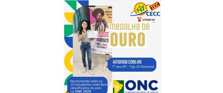 Aluna do IEC de Carmo do Rio Claro é medalha de ouro na Olimpíada Nacional de Ciências 2025