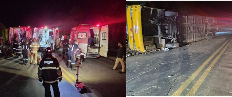 Acidente com ônibus na BR-251 mata cinco pessoas e fere 43
