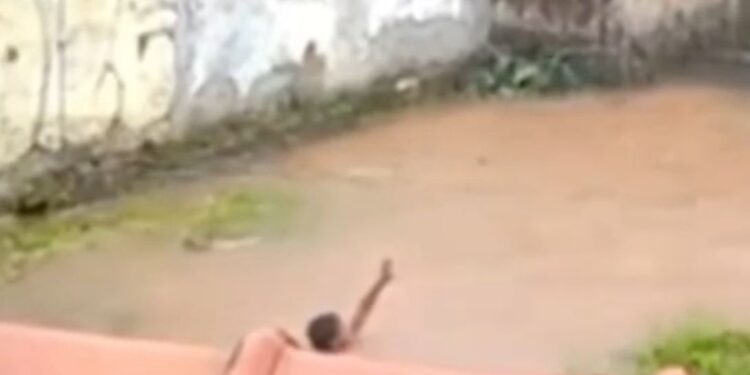 Vídeo mostra criança pedindo socorro, enquanto outra foi levada por enxurrada; as buscas continuam