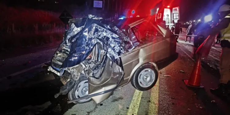 Pai e filho morrem em acidente entre carro e caminhão na BR-459