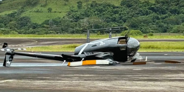 Invasor tenta decolar helicóptero e causa queda em aeroporto em cidade do Sul de Minas