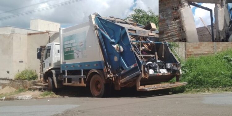 VÍDEO | Caminhão de coleta perde freios e colide contra residência em Passos (MG)