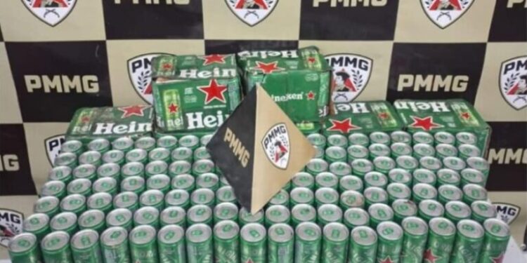 PM recupera parte de carga de cerveja saqueada e prende suspeito na MG-050