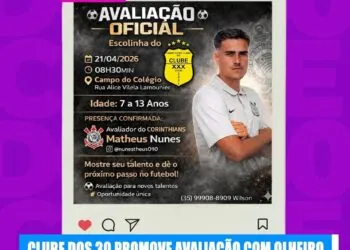 Clube dos 30 promove avaliação com representante do Corinthians em Carmo do Rio Claro