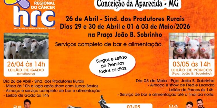 VÍDEO | 8ª Festa e Leilão de Gado e Porcos em Conceição da Aparecida terá shows, missa e sorteio de motocicleta em prol do HRCP