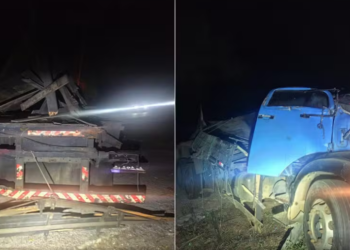 Acidente na MG-350 deixa caminhoneiro ferido