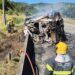 Incêndio em carreta com produtos químicos deixa um morto na BR-381