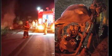 Colisão frontal entre moto e carro deixa morto na MGC-491