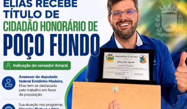 Elias César Leandro de Carmo recebe título de cidadão honorário em Poço Fundo
