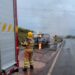 Kombi é destruída por incêndio na MGC-491 entre Alfenas e Serrania