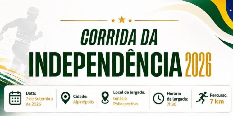 Corrida da Independência 2026 abre inscrições em Alpinópolis; prova terá percurso de 7 km e premiação em dinheiro