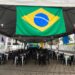 Tudo pronto para a transmissão de Brasil x Noruega em telão na Praça Dona Maria Goulart, em Carmo do Rio Claro