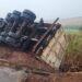 VÍDEO: Caminhão tomba após motorista desviar de motocicleta na MG-491