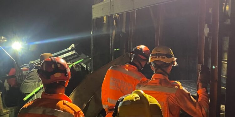 Carreta com carga viva tomba na MG-179 em Alfenas e mobiliza resgate de 66 bovinos