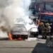 Veículo usado na coleta de recicláveis é destruído por incêndio em São Lourenço