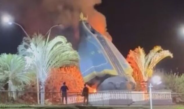 VÍDEO | Incêndio destrói imagem de Nossa Senhora Aparecida
