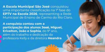 Três escolas de Carmo do Rio Claro são classificadas para a 2ª fase do EPTV na Escola 2026