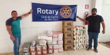 Rotary de Carmo do Rio Claro doa mais de 600 kg de alimentos ao GAPOP-R, em Passos