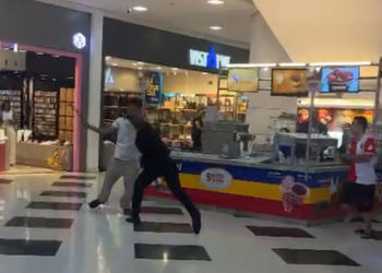 VÍDEO: Briga dentro de shopping deixa dois trabalhadores feridos em Poços de Caldas