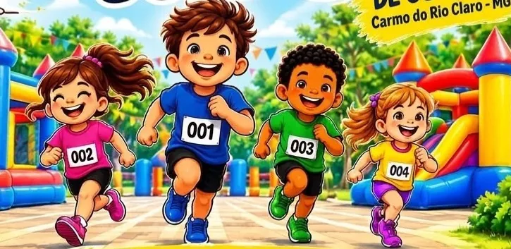 1ª Corrida Kids terá esporte, presentes e muita diversão para as crianças em Carmo do Rio Claro