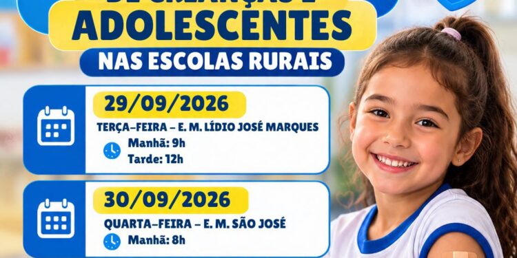 Prefeitura realiza vacinação de crianças e adolescentes em escolas rurais de Carmo do Rio Claro