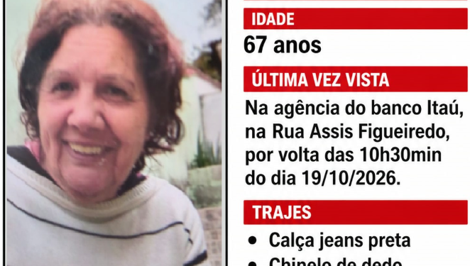 Idosa de 67 anos com Alzheimer está desaparecida no Sul de Minas